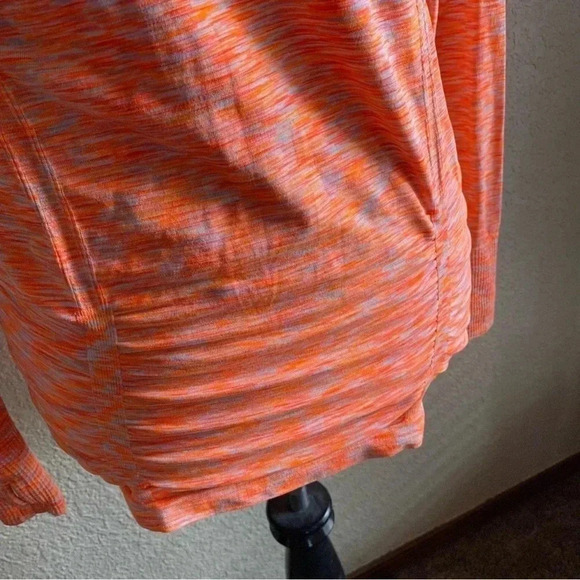Athleta Fastest Track Space Dye Long Sleeve Round Neck Orange Activewear Top: M - Picture 3 of 12